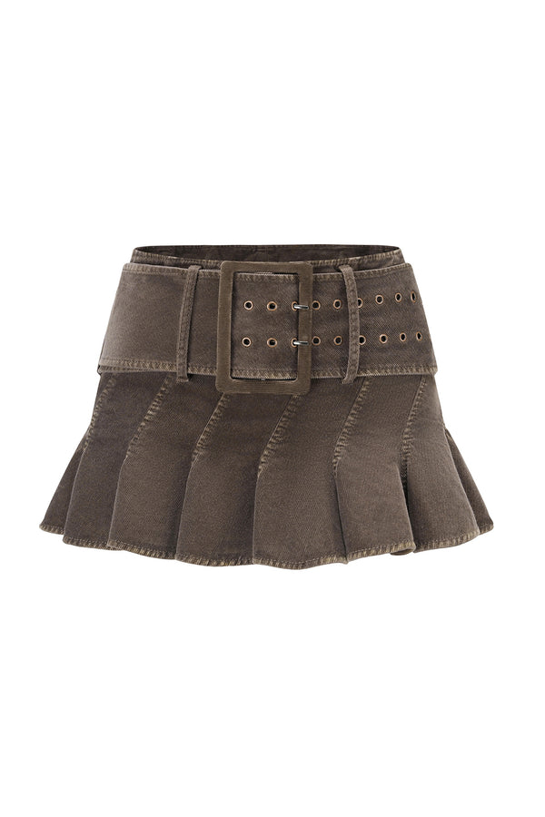 OUDE WAAG 25 autumn and winter washed waist skirt OW-OW-25AW-SK01C1GY840-HH gray yellow